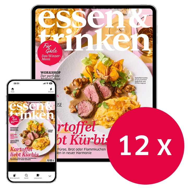 essen & trinken ePaper-Abo (Abbildung Tablet und Smartphone mit der Aufschrift "12x")