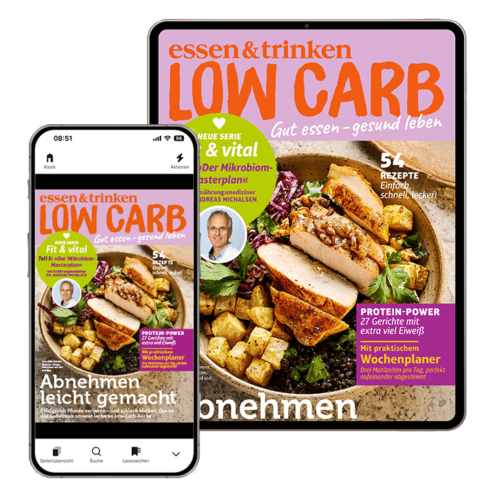 Low Carb Jahres-Abo Digital Abbildung des Covers auf iPhone + iPad