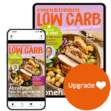 Low Carb Upgrade-Abo für Heft-Abonnenten, Abbildung des Covers auf iPhone + iPad