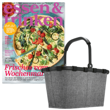 Abbildung des Cover e&t 8/25 und Reisenthel Carrybag im Design twist silver