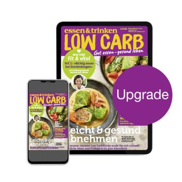 Low Carb Upgrade-Abo für Heft-Abonnenten, Abbildung des Covers auf iPhone + iPad