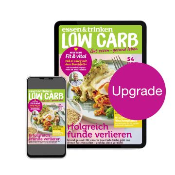 Low Carb Upgrade-Abo für Heft-Abonnenten, Abbildung des Covers auf iPhone + iPad