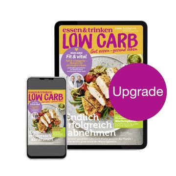 Low Carb Upgrade-Abo für Heft-Abonnenten, Abbildung des Covers auf iPhone + iPad