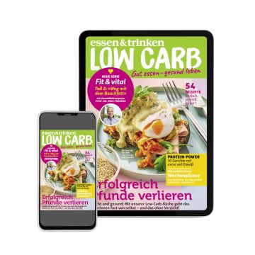 Low Carb ePaper-Abo (Abbildung Tablet und Smartphone mit der Aufschrift)