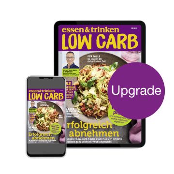 Low Carb Upgrade-Abo für Heft-Abonnenten, Abbildung des Covers auf iPhone + iPad