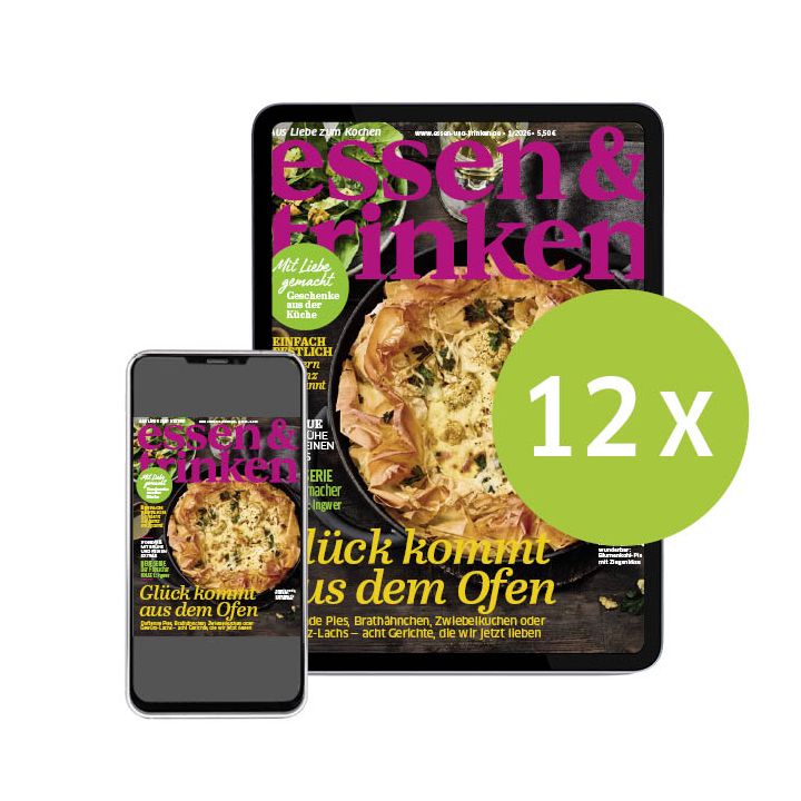 essen & trinken ePaper-Abo (Abbildung Tablet und Smartphone mit der Aufschrift "12x")