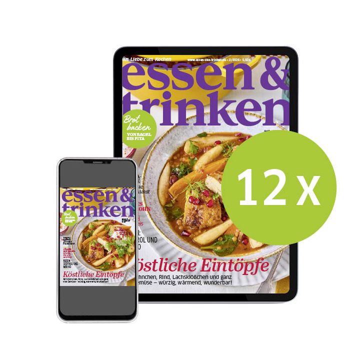 essen & trinken ePaper-Abo (Abbildung Tablet und Smartphone mit der Aufschrift "12x")