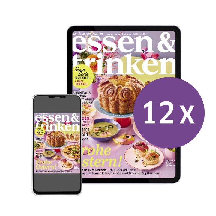 essen & trinken ePaper-Abo (Abbildung Tablet und Smartphone mit der Aufschrift "12x")