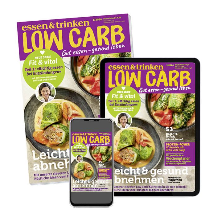 Low Carb Kombi-Abo Abbildung gedrucktes Heft + iPhone + iPad