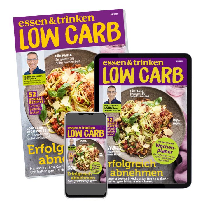 Low Carb Kombi-Abo Abbildung gedrucktes Heft + iPhone + iPad