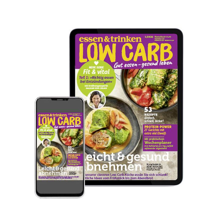 Low Carb Jahres-Abo Digital Abbildung des Covers auf iPhone + iPad